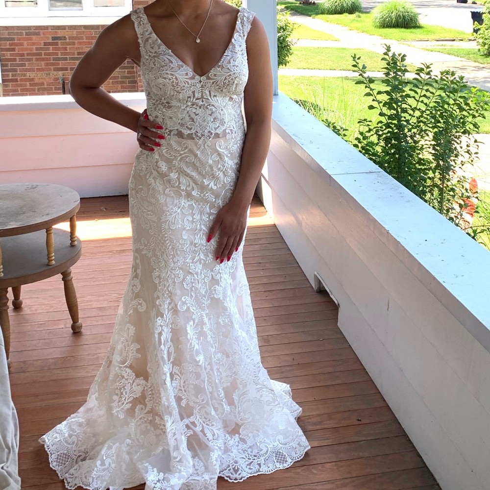 NEVER WORE White embroidered formal dress